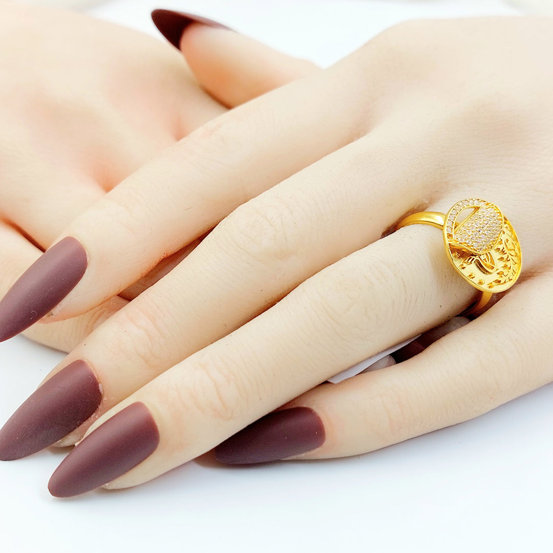 21K خاتم رشادي مرصع-مجوهرات الشيخ سعيد-Saeed Jewelry 