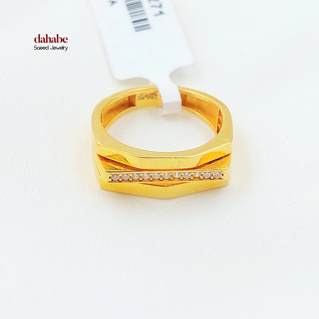 21K خاتم اكسترا مرصع-مجوهرات الشيخ سعيد-Saeed Jewelry 
