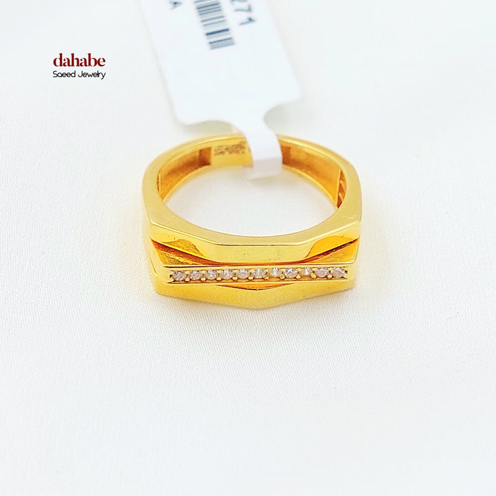 21K خاتم اكسترا مرصع-مجوهرات الشيخ سعيد-Saeed Jewelry 