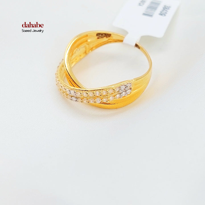 21K خاتم اكسترا مرصع-مجوهرات الشيخ سعيد-Saeed Jewelry 