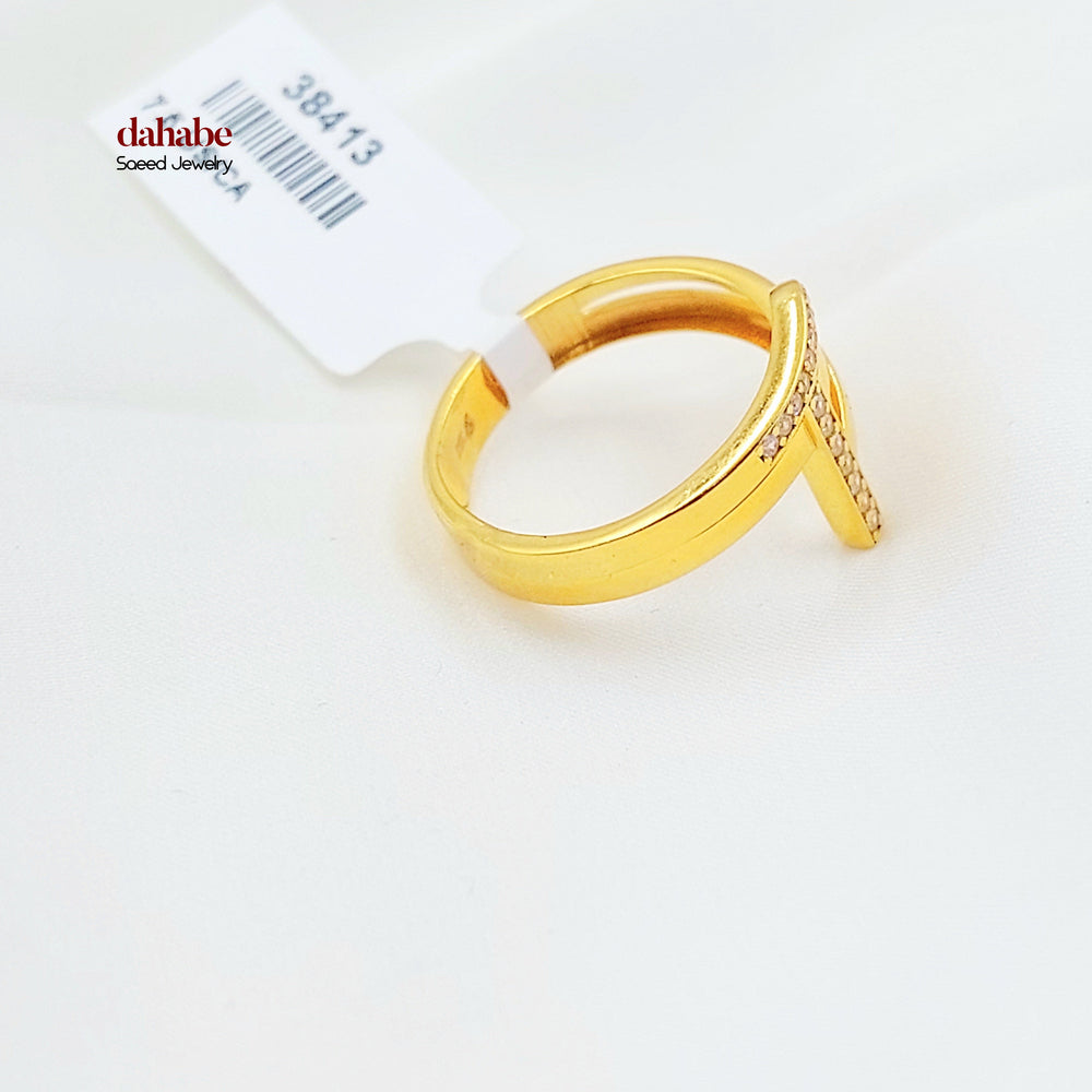 21K خاتم اكسترا مرصع-مجوهرات الشيخ سعيد-Saeed Jewelry 