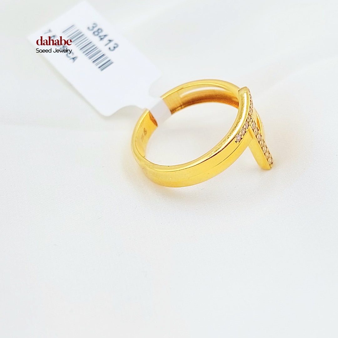 21K خاتم اكسترا مرصع-مجوهرات الشيخ سعيد-Saeed Jewelry 