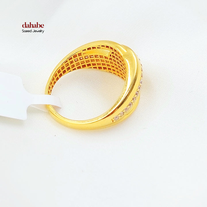 21K خاتم اكسترا مرصع-مجوهرات الشيخ سعيد-Saeed Jewelry 