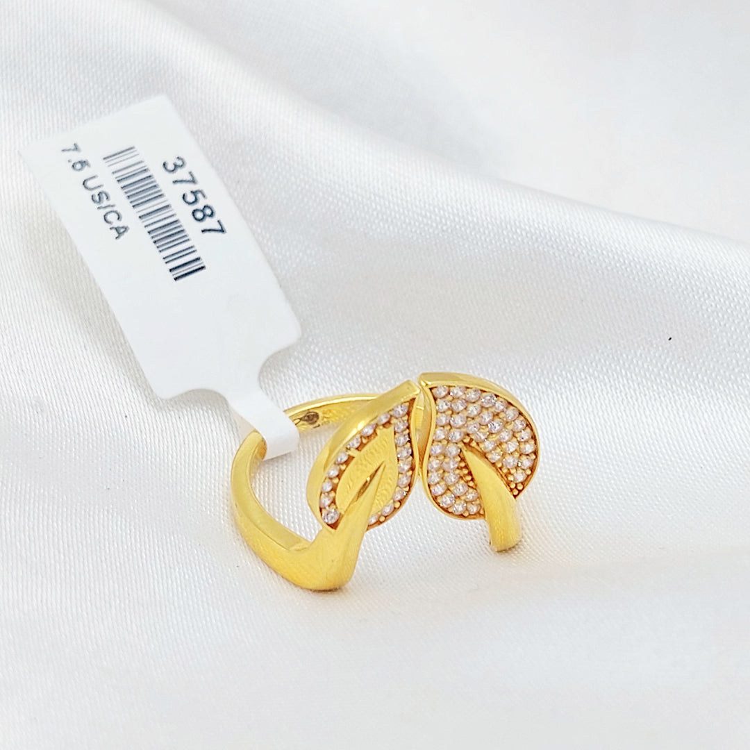 21K خاتم لوزة مرصع-مجوهرات الشيخ سعيد-Saeed Jewelry 