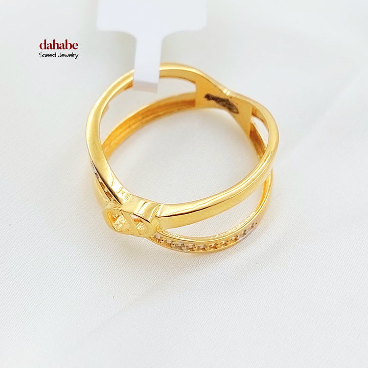 21K خاتم اكس مرصع-مجوهرات الشيخ سعيد-Saeed Jewelry 