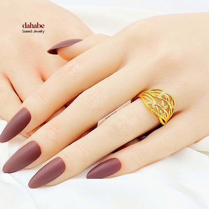 21K خاتم اكسترا مرصع-مجوهرات الشيخ سعيد-Saeed Jewelry 