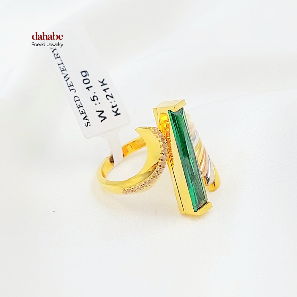 21K خاتم اكسترا مرصع-مجوهرات الشيخ سعيد-Saeed Jewelry 