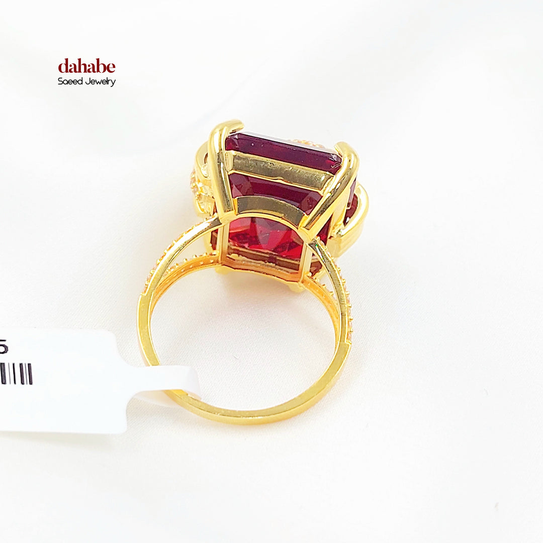 21K خاتم اكسترا مرصع-مجوهرات الشيخ سعيد-Saeed Jewelry 