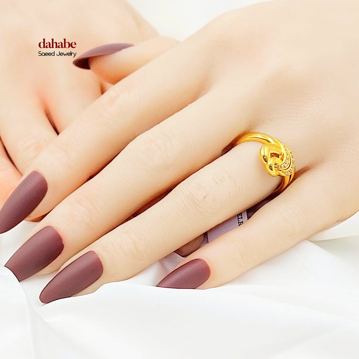 21K خاتم اكسترا مرصع-مجوهرات الشيخ سعيد-Saeed Jewelry 