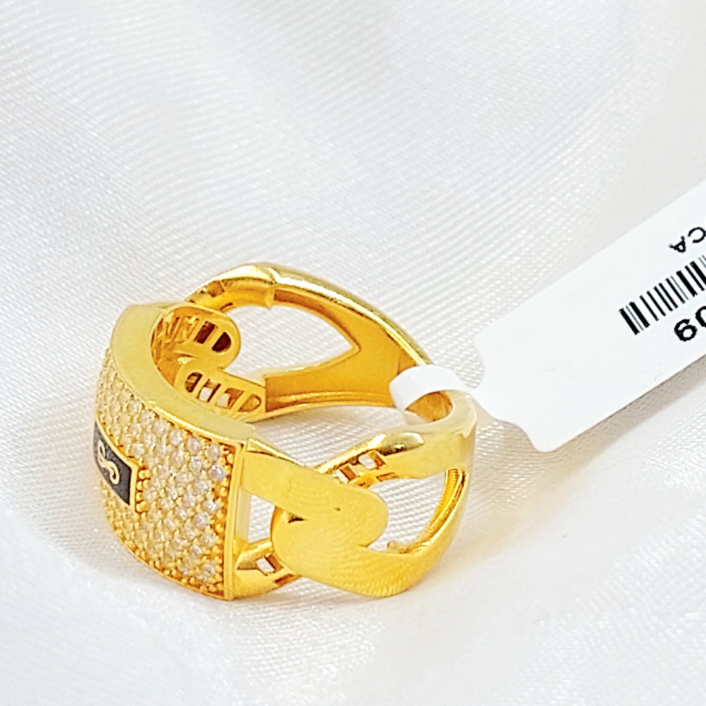 21K خاتم جنزير مرصع-مجوهرات الشيخ سعيد-Saeed Jewelry 