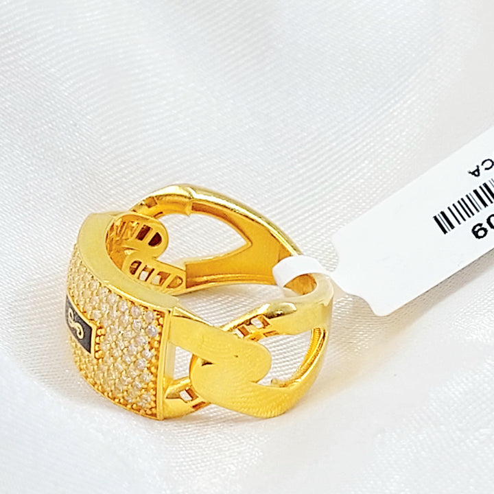 21K خاتم جنزير مرصع-مجوهرات الشيخ سعيد-Saeed Jewelry 