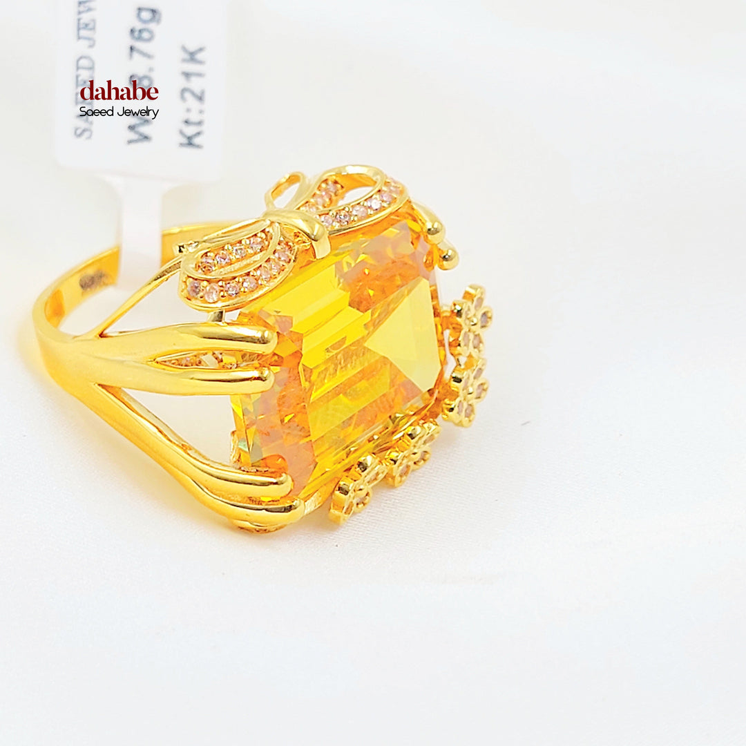 21K خاتم اكسترا مرصع-مجوهرات الشيخ سعيد-Saeed Jewelry 