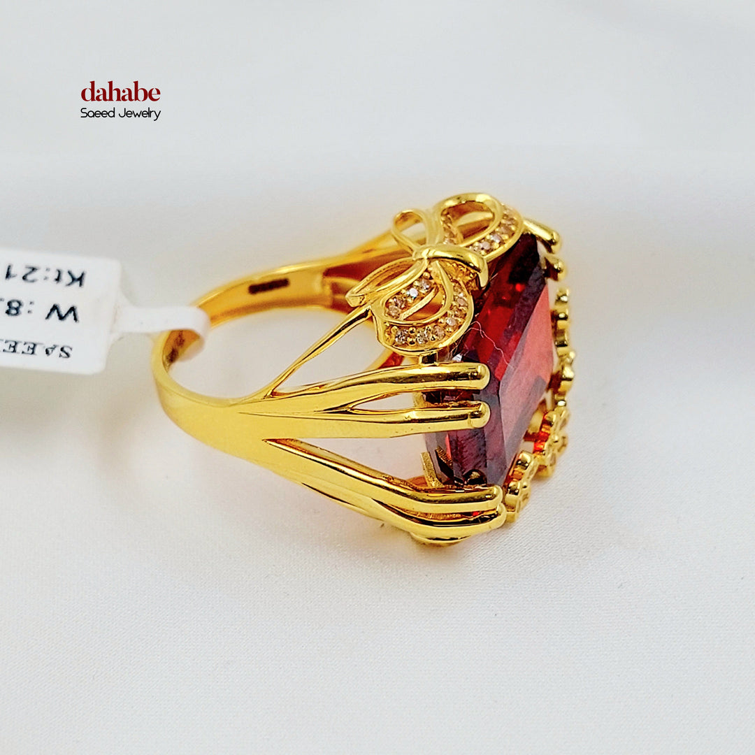 21K خاتم اكسترا مرصع-مجوهرات الشيخ سعيد-Saeed Jewelry 