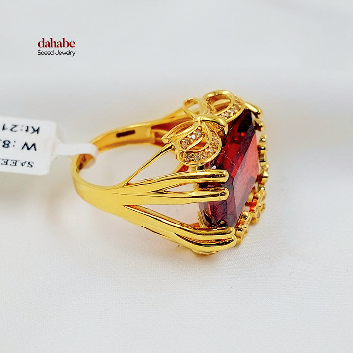 21K خاتم اكسترا مرصع-مجوهرات الشيخ سعيد-Saeed Jewelry 