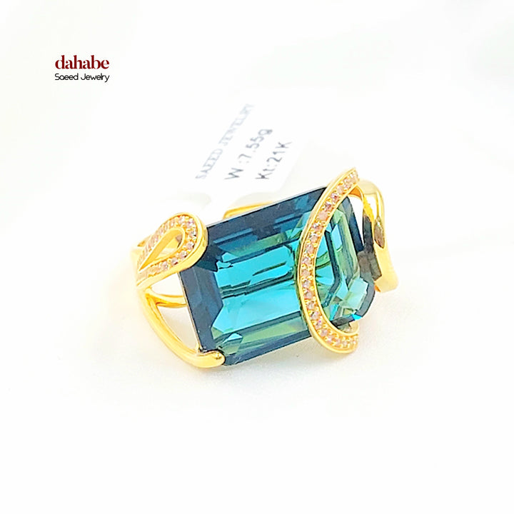 21K خاتم اكسترا مرصع-مجوهرات الشيخ سعيد-Saeed Jewelry 