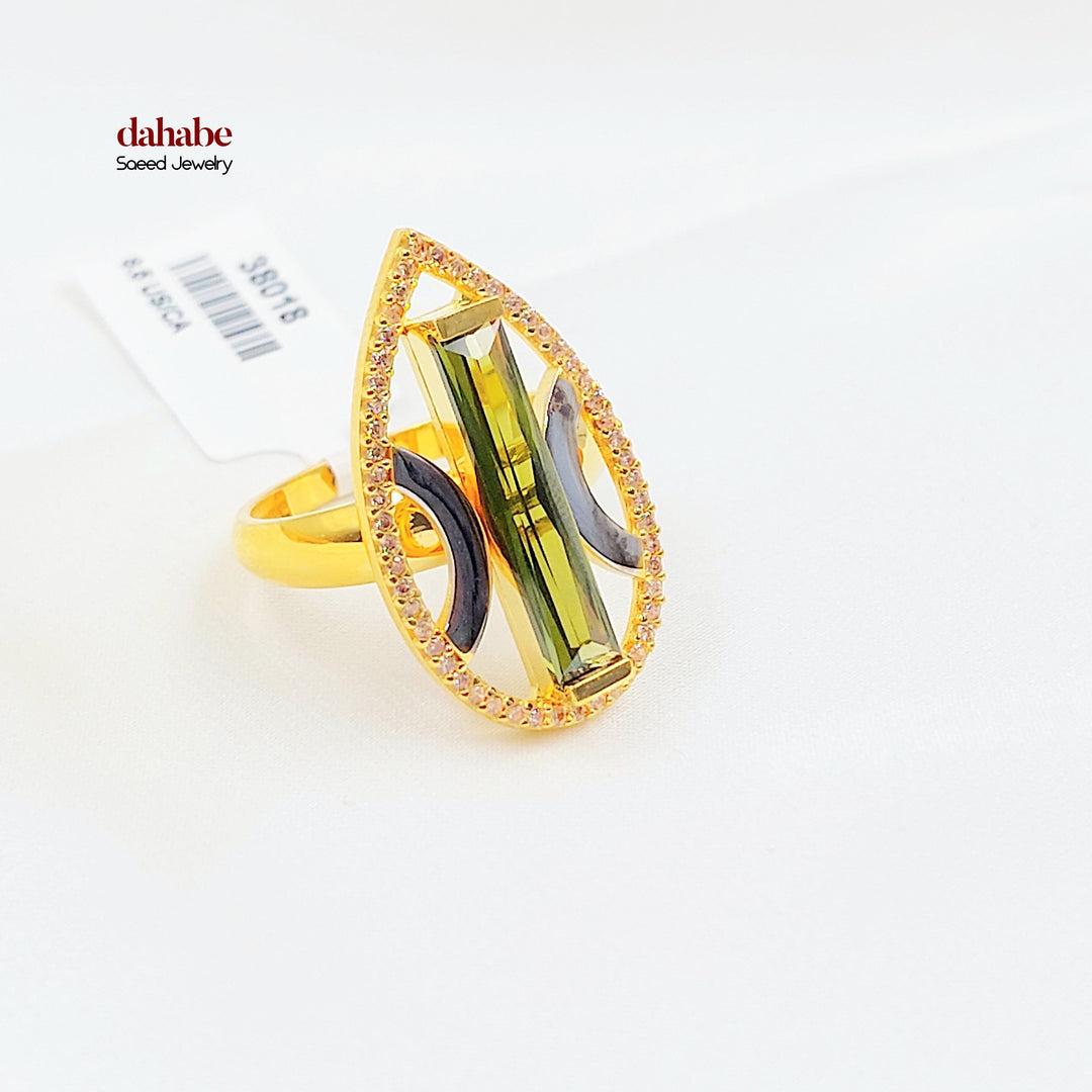21K خاتم اكسترا مرصع-مجوهرات الشيخ سعيد-Saeed Jewelry 