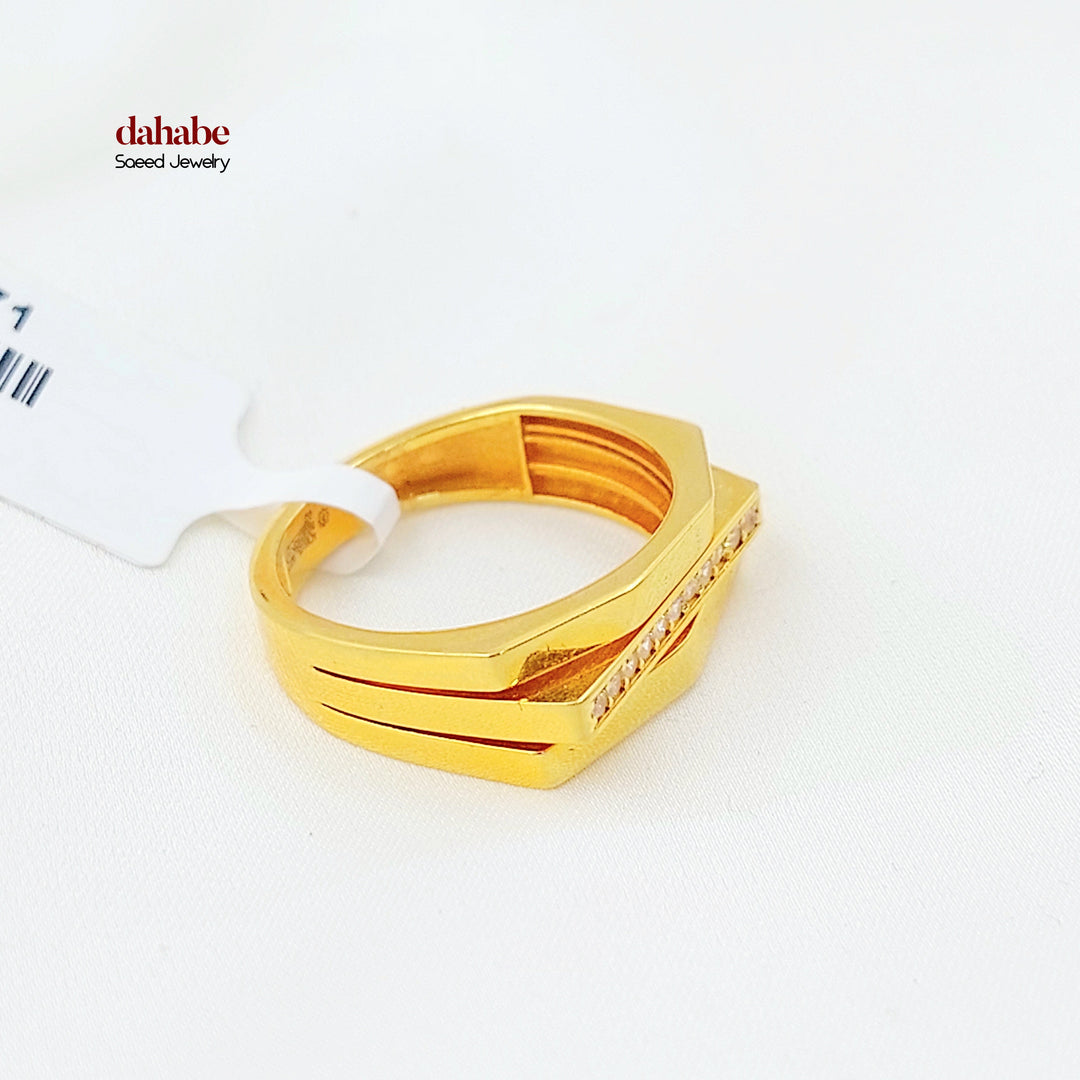 21K خاتم اكسترا مرصع-مجوهرات الشيخ سعيد-Saeed Jewelry 