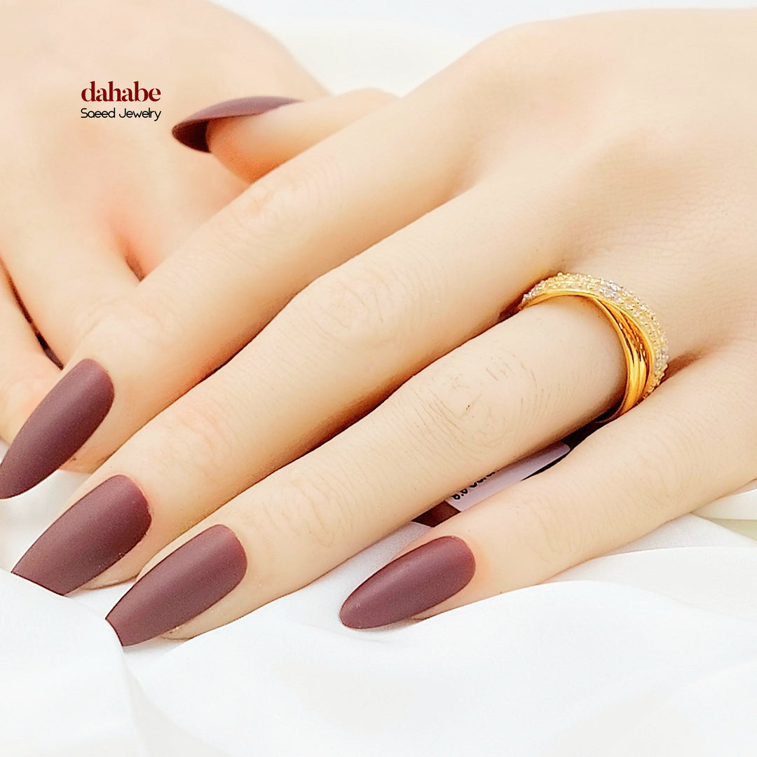 21K خاتم اكسترا مرصع-مجوهرات الشيخ سعيد-Saeed Jewelry 