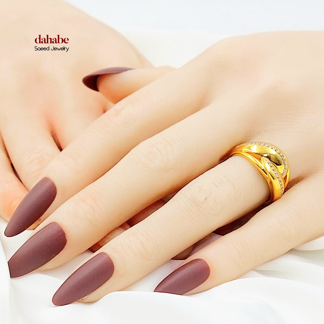 21K خاتم اكسترا مرصع-مجوهرات الشيخ سعيد-Saeed Jewelry 