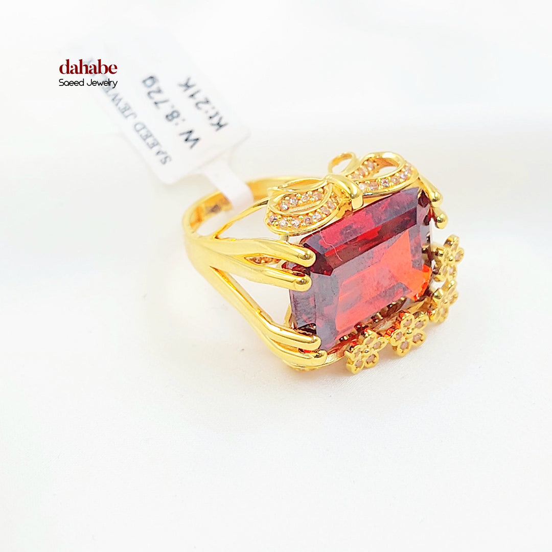 21K خاتم اكسترا مرصع-مجوهرات الشيخ سعيد-Saeed Jewelry 