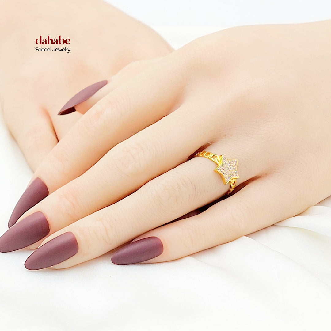 21K خاتم نجمة مرصع-مجوهرات الشيخ سعيد-Saeed Jewelry 