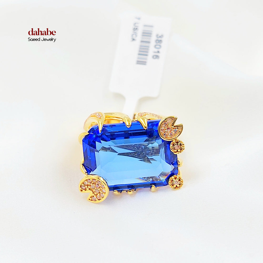 21K خاتم اكسترا مرصع-مجوهرات الشيخ سعيد-Saeed Jewelry 