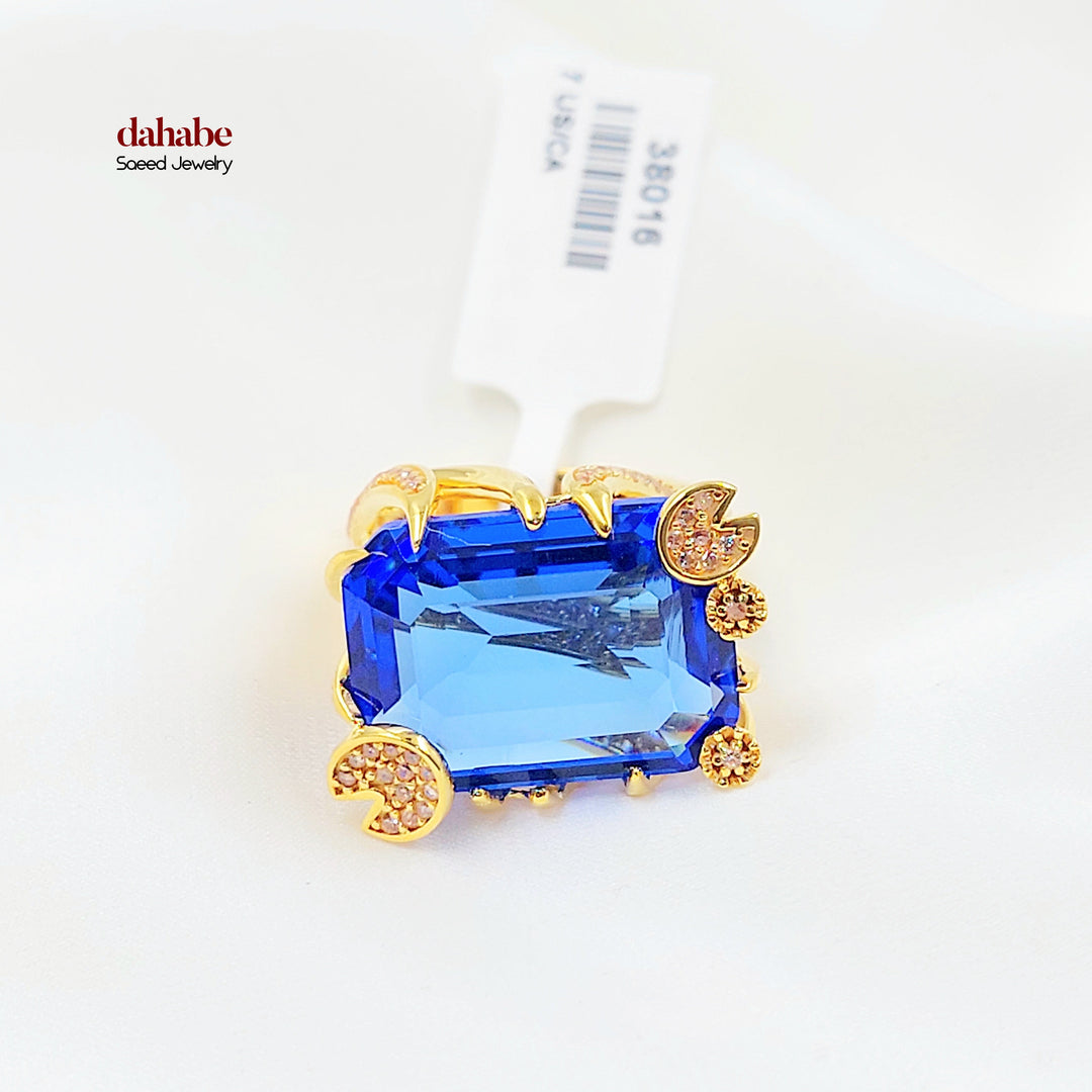 21K خاتم اكسترا مرصع-مجوهرات الشيخ سعيد-Saeed Jewelry 