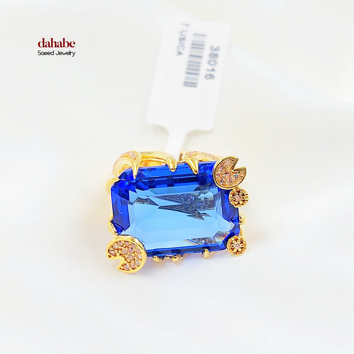 21K خاتم اكسترا مرصع-مجوهرات الشيخ سعيد-Saeed Jewelry 