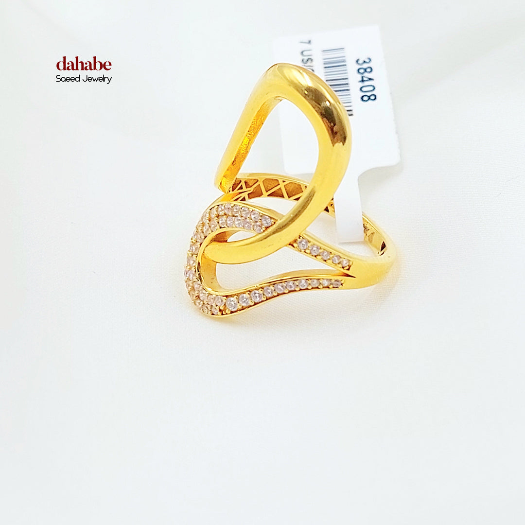 21K خاتم اكسترا مرصع-مجوهرات الشيخ سعيد-Saeed Jewelry 