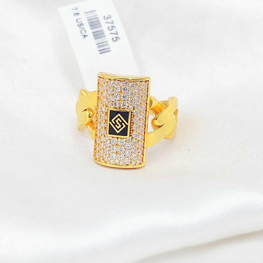21K خاتم جنزير مرصع-مجوهرات الشيخ سعيد-Saeed Jewelry 
