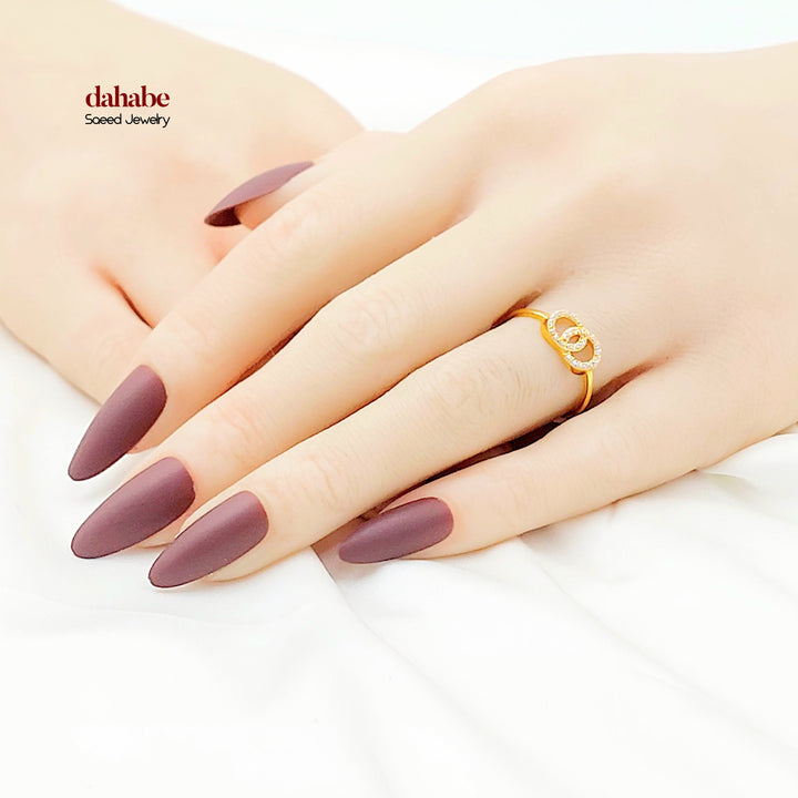 21K خاتم اكسترا مرصع-مجوهرات الشيخ سعيد-Saeed Jewelry 