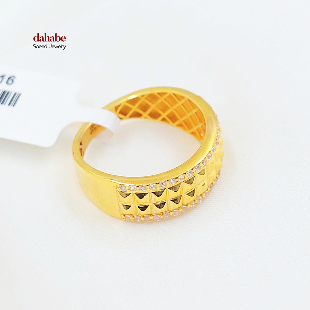 21K خاتم اكسترا مرصع-مجوهرات الشيخ سعيد-Saeed Jewelry 