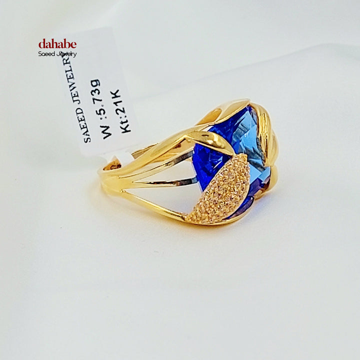 21K خاتم اكسترا مرصع-مجوهرات الشيخ سعيد-Saeed Jewelry 