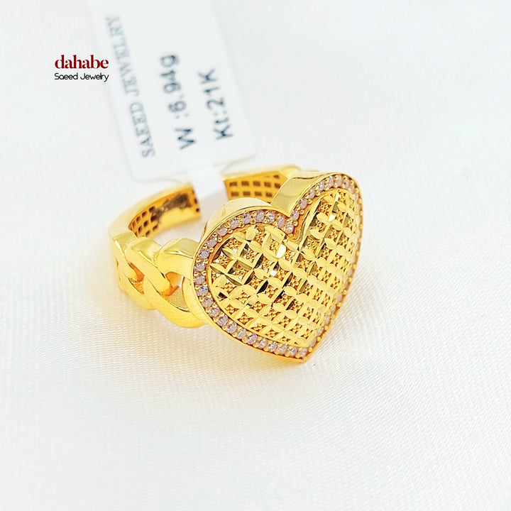 21K خاتم قلب مرصع-مجوهرات الشيخ سعيد-Saeed Jewelry 