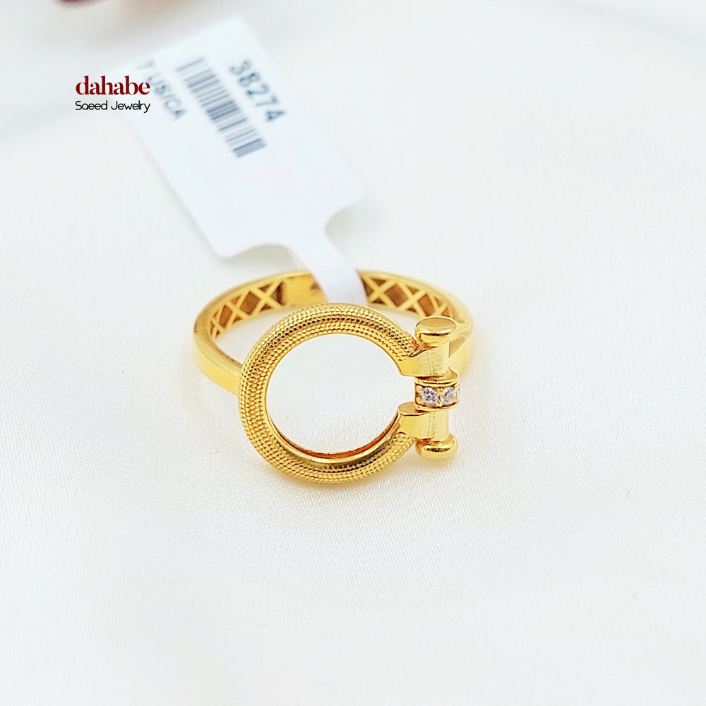 21K خاتم اكسترا مرصع-مجوهرات الشيخ سعيد-Saeed Jewelry 