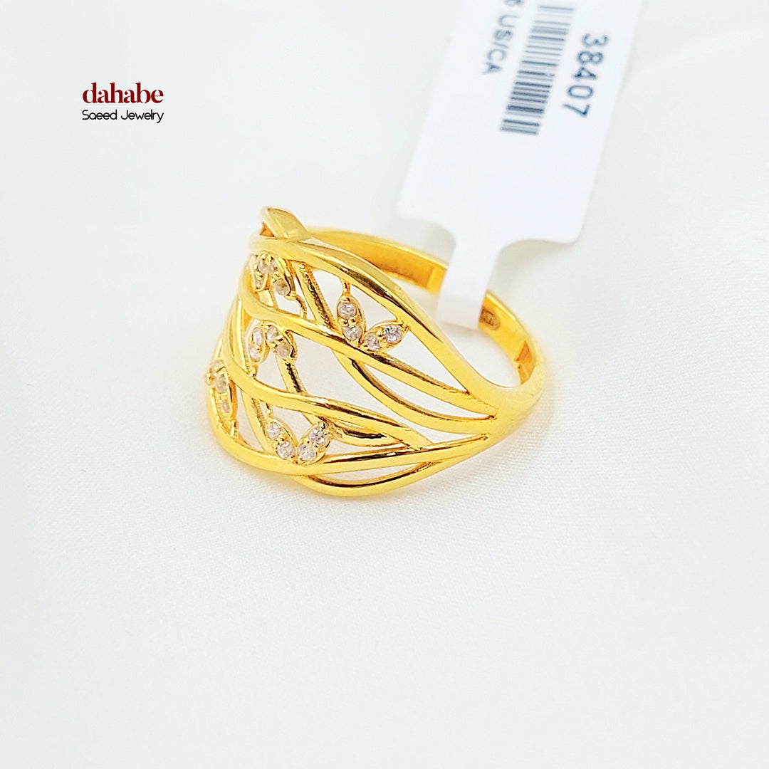 21K خاتم اكسترا مرصع-مجوهرات الشيخ سعيد-Saeed Jewelry 