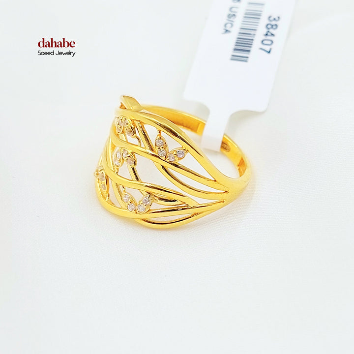 21K خاتم اكسترا مرصع-مجوهرات الشيخ سعيد-Saeed Jewelry 