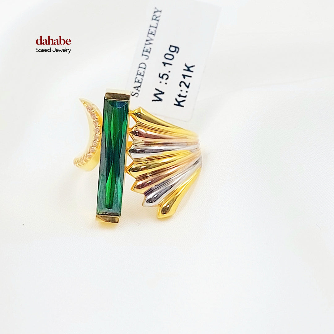 21K خاتم اكسترا مرصع-مجوهرات الشيخ سعيد-Saeed Jewelry 