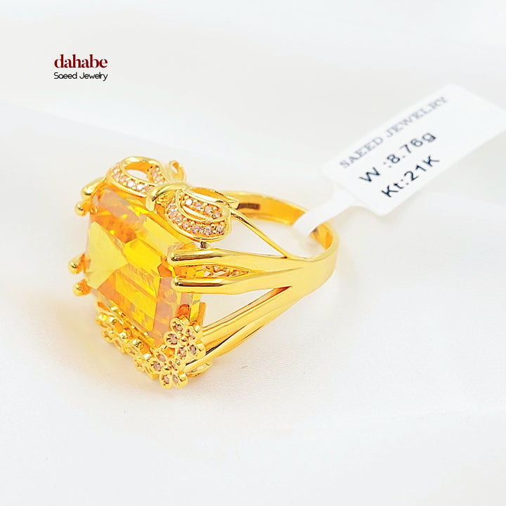 21K خاتم اكسترا مرصع-مجوهرات الشيخ سعيد-Saeed Jewelry 