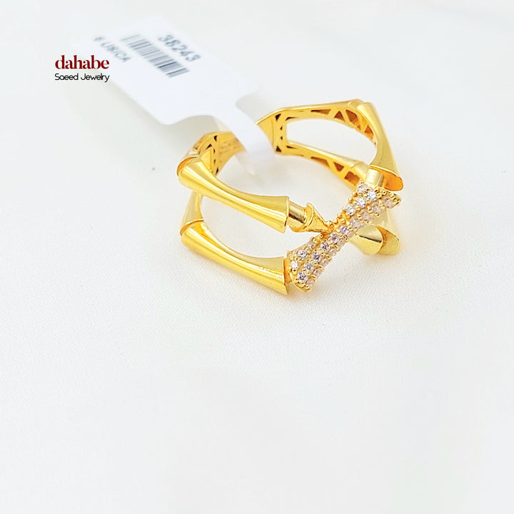 21K خاتم اكسترا مرصع-مجوهرات الشيخ سعيد-Saeed Jewelry 