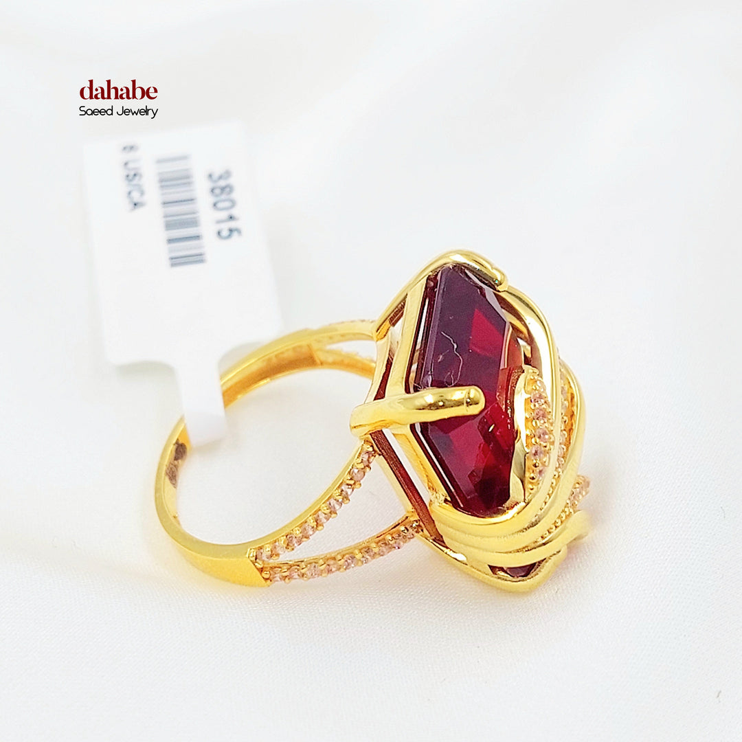 21K خاتم اكسترا مرصع-مجوهرات الشيخ سعيد-Saeed Jewelry 