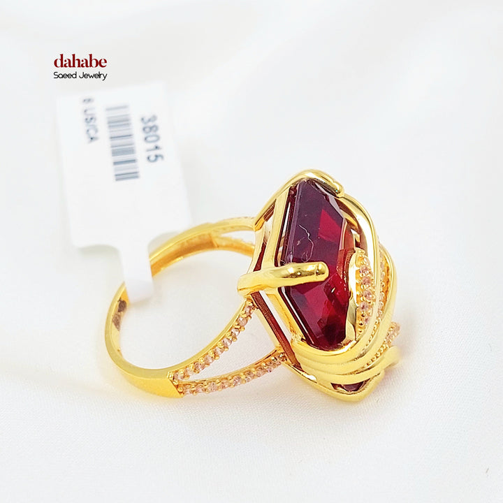 21K خاتم اكسترا مرصع-مجوهرات الشيخ سعيد-Saeed Jewelry 