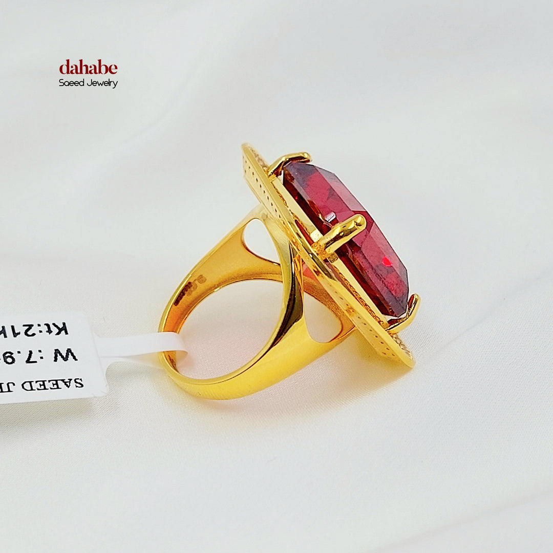 21K خاتم اكسترا مرصع-مجوهرات الشيخ سعيد-Saeed Jewelry 