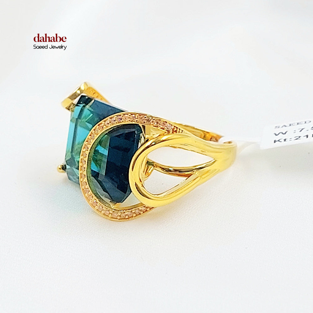 21K خاتم اكسترا مرصع-مجوهرات الشيخ سعيد-Saeed Jewelry 