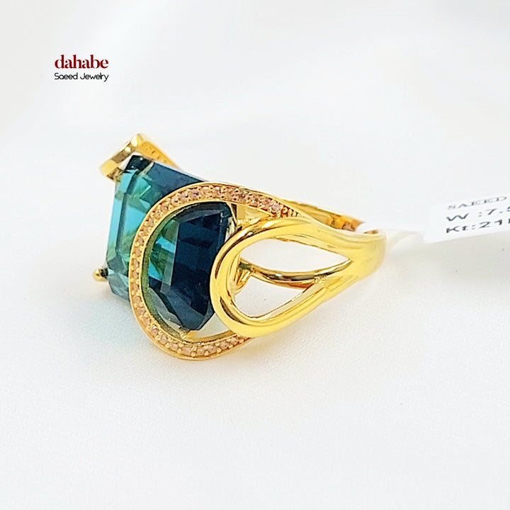 21K خاتم اكسترا مرصع-مجوهرات الشيخ سعيد-Saeed Jewelry 