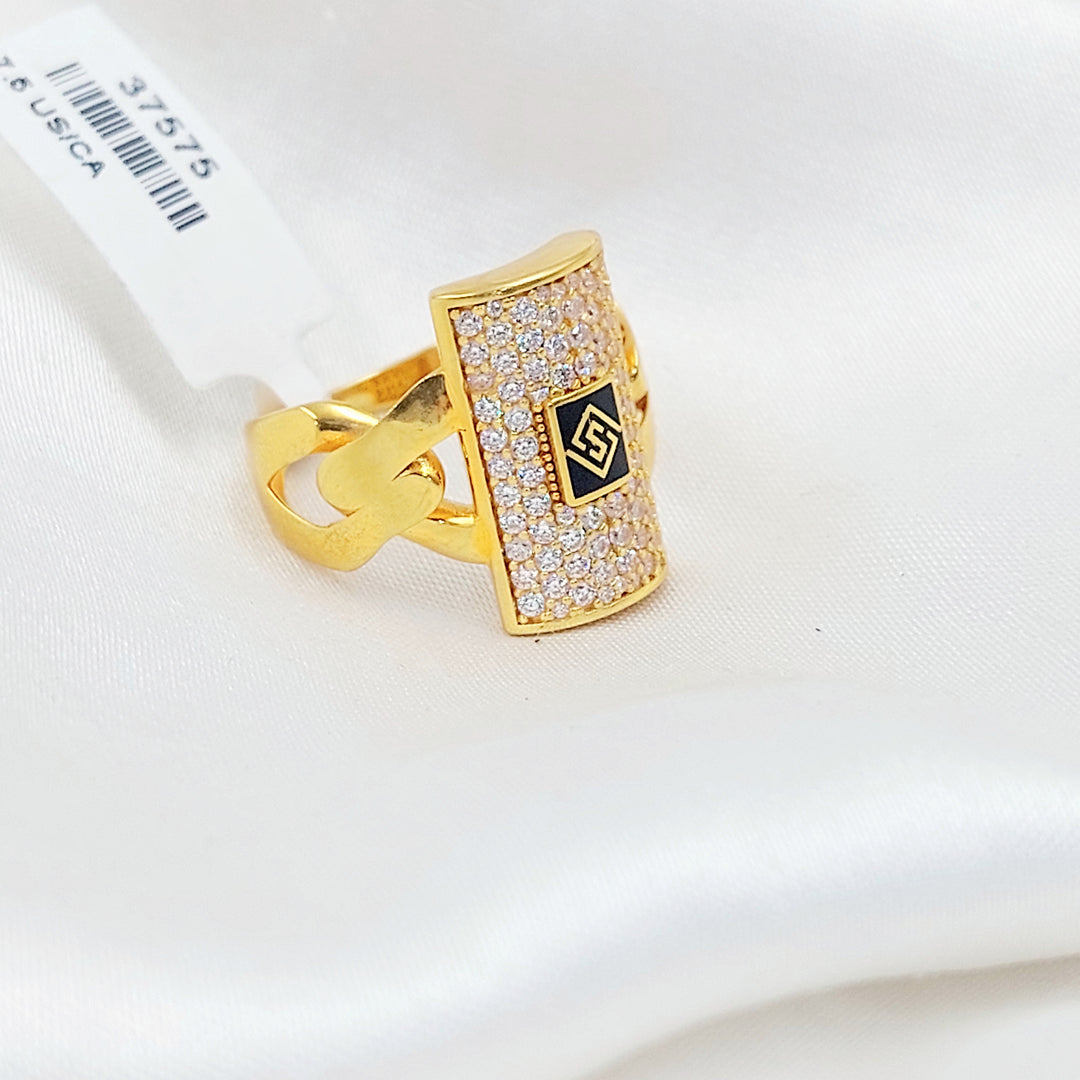21K خاتم جنزير مرصع-مجوهرات الشيخ سعيد-Saeed Jewelry 