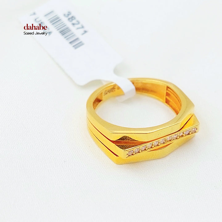 21K خاتم اكسترا مرصع-مجوهرات الشيخ سعيد-Saeed Jewelry 