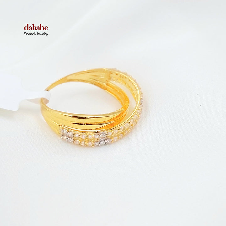 21K خاتم اكسترا مرصع-مجوهرات الشيخ سعيد-Saeed Jewelry 
