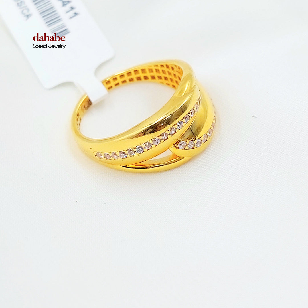 21K خاتم اكسترا مرصع-مجوهرات الشيخ سعيد-Saeed Jewelry 