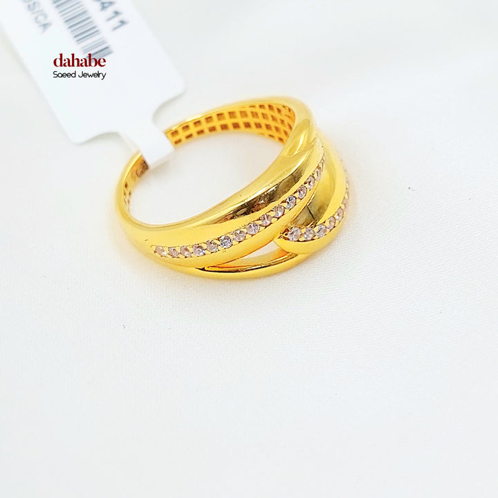 21K خاتم اكسترا مرصع-مجوهرات الشيخ سعيد-Saeed Jewelry 